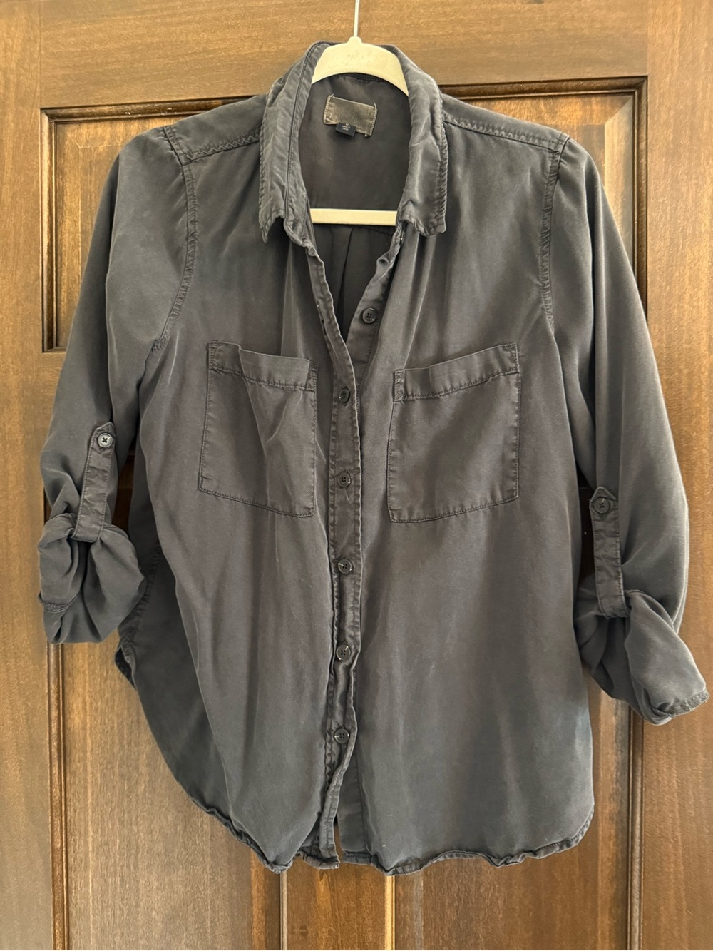 Universal Thread Washed Button-Down Shirt - Charcoal Gray